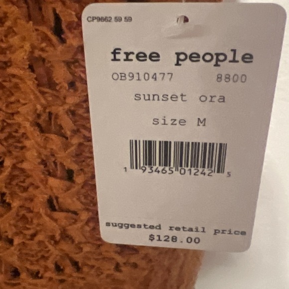 Free People Best Of You Long Sleeve Sunset Orange Sweater M Retail $128 - Picture 3 of 12